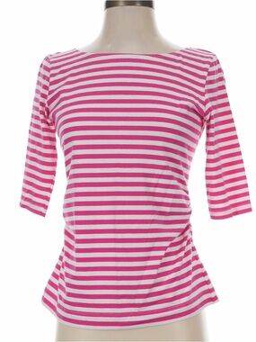 Sara Campbell Pink & White Striped Boatneck Top
